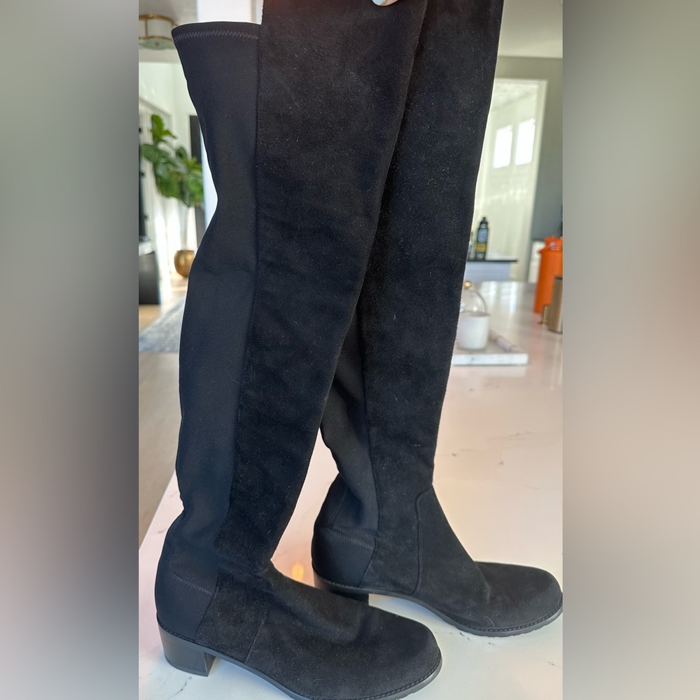 Stuart Weitzman 5050 suede front, stretch back over the knee boots